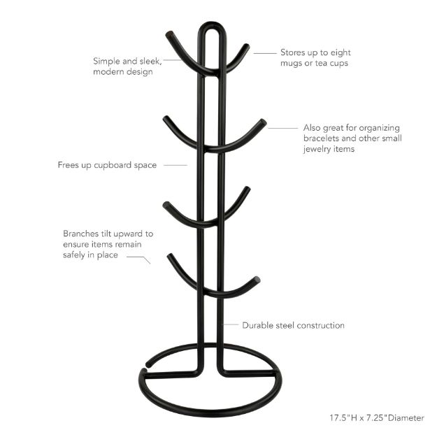Spectrum Diversified Euro 8-Mug Holder - Black