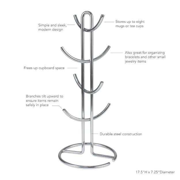 Spectrum Diversified Euro 8-Mug Holder - Chrome