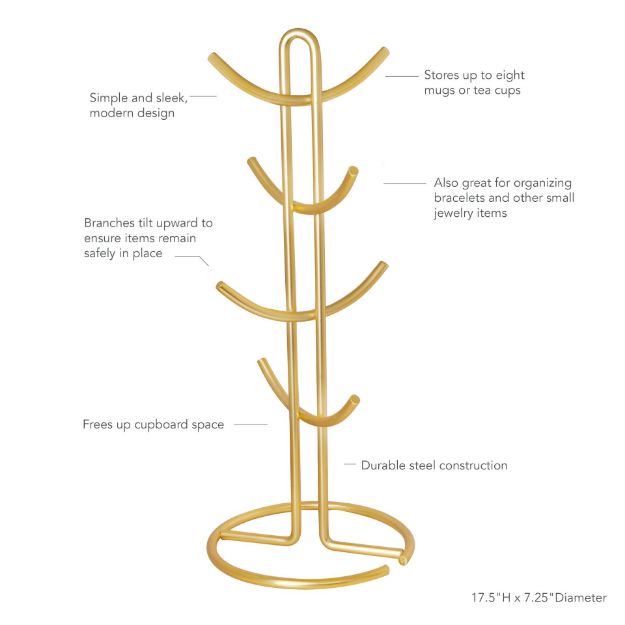 Spectrum Diversified Euro® 8-Mug Holder - Gold