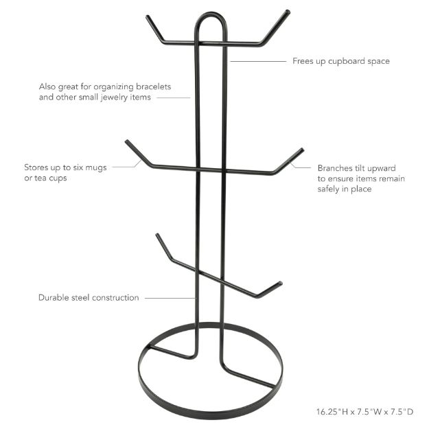 Spectrum Diversified Finley 6-Mug Holder - Black
