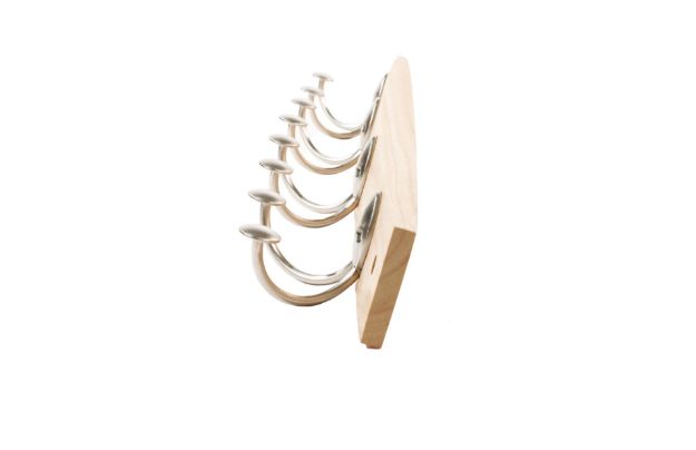 Spectrum Diversified Stratford Wall Mount 4 Double Hook Rack - Maple With Satin Nickel Hooks