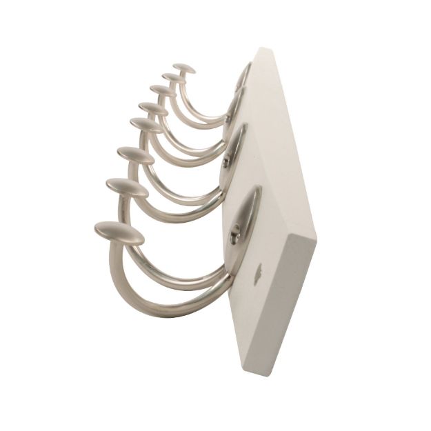 Spectrum Diversified Stratford Wall Mount 4 Double Hook Rack - White With Satin Nickel Hooks