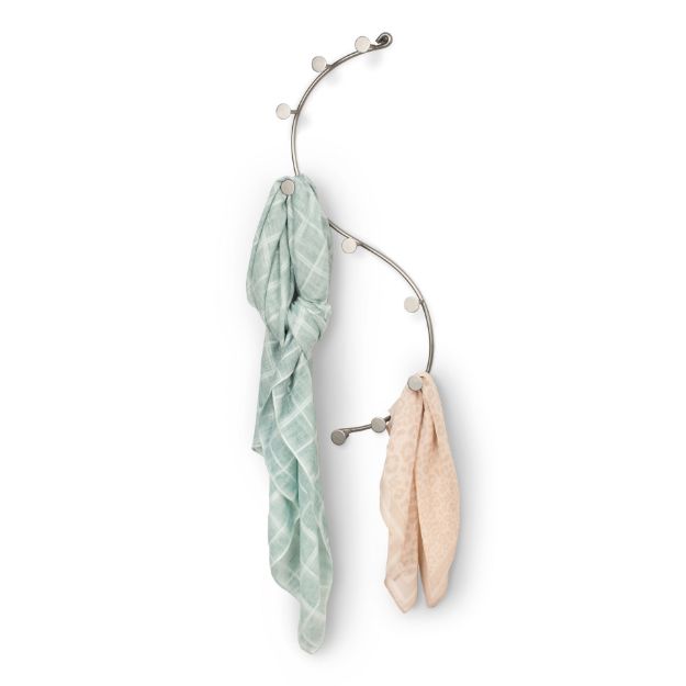 Spectrum Diversified Sweep Wall Mount 9-Hook Rack - Satin Nickel