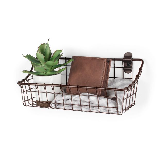 Spectrum Diversified Vintage Living Small Cabinet & Wall Mount Basket - Bronze