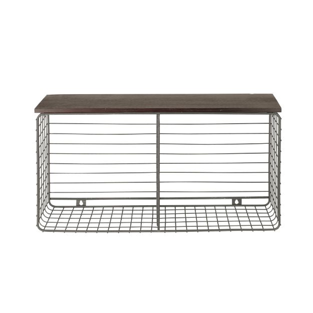 Spectrum Diversified Vintage Living Wall Mount Cube & Hook Station With Wood Shelf - Industrial Gray
