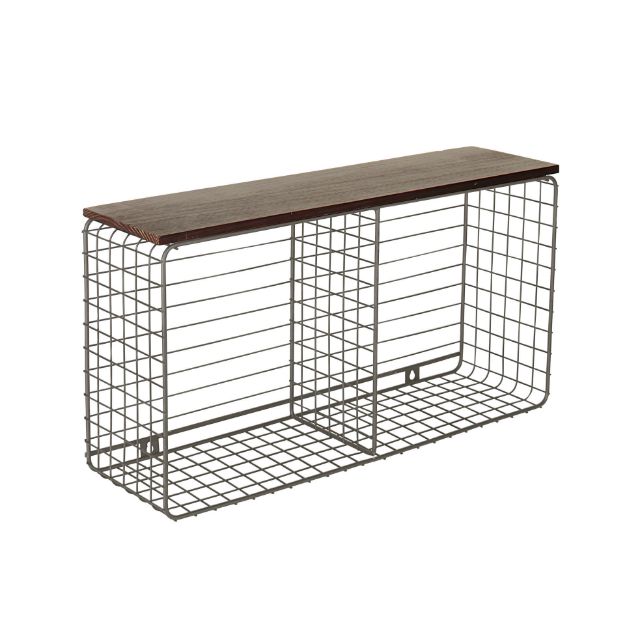 spectrum diversified Vintage Living Wall Mount Cube & Hook Station with Wood Shelf - Industrial Gray