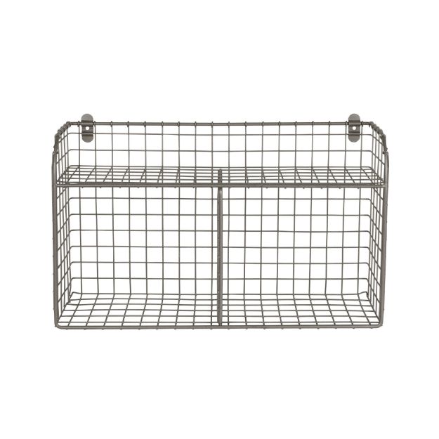 Spectrum Diversified Vintage Living Wall Mount Double Bin With Shelf - Industrial Gray