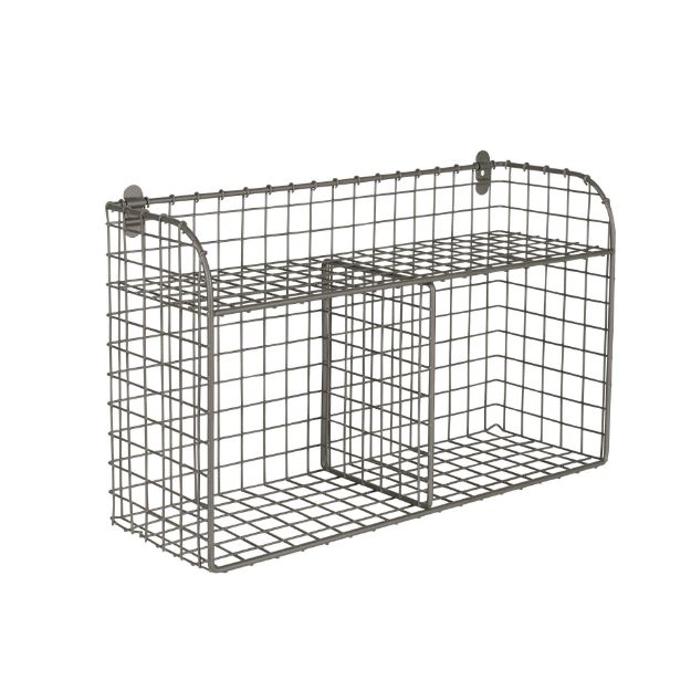 spectrum diversified Vintage Living Wall Mount Double Bin with Shelf - Industrial Gray
