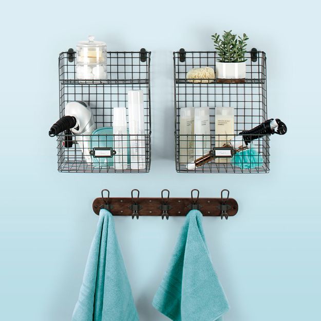 Spectrum Diversified Vintage Living Wall Mount Storage Bin With Shelf - Industrial Gray