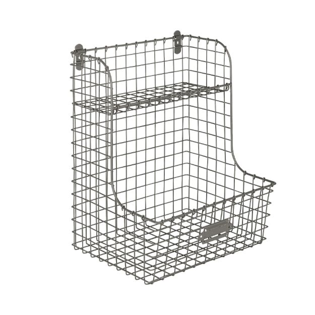spectrum diversified Vintage Living Wall Mount Storage Bin with Shelf - Industrial Gray