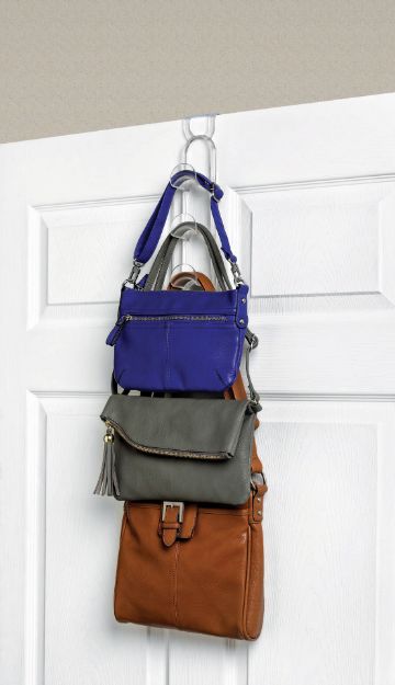 Spectrum Diversified Virgo Over The Door 3-Hook Purse Organizer - Clear