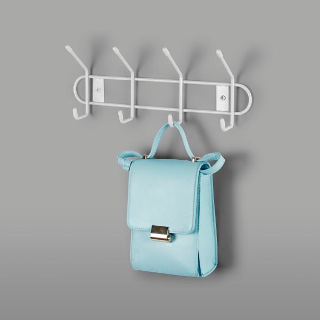 Spectrum Diversified Wall Mount 4-Double Hook Rack - White