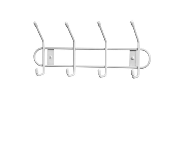 spectrum diversified Wall Mount 4-Double Hook Rack - White spectrum diversified Wall Mount 4-Double Hook Rack - White