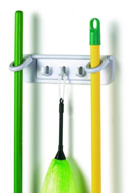 Spectrum Diversified Wall Mount Mop & Broom Organizer - White