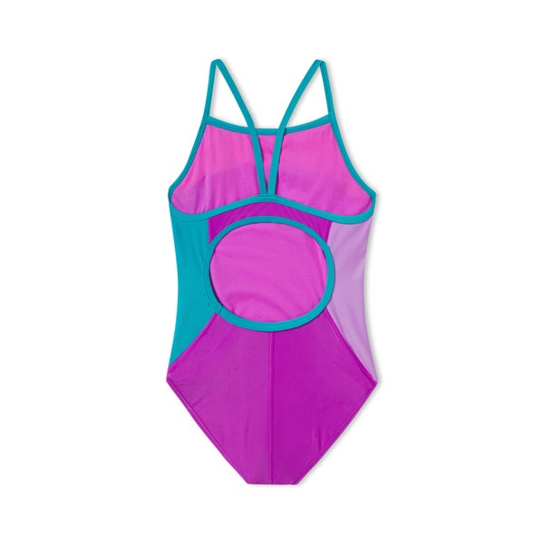 Speedo Girl's Colorblock Propel Back One Piece Purple