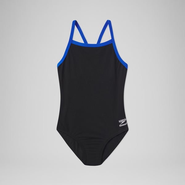 speedo Girl's Endurance+ Solid Flyback Training One Piece Black/Blue