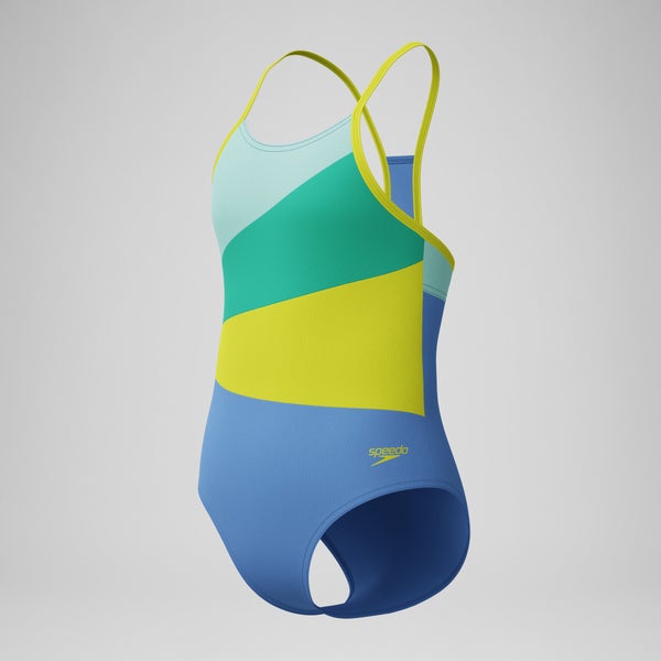 Speedo Girl's Radiating Splice One Piece Blue/Green