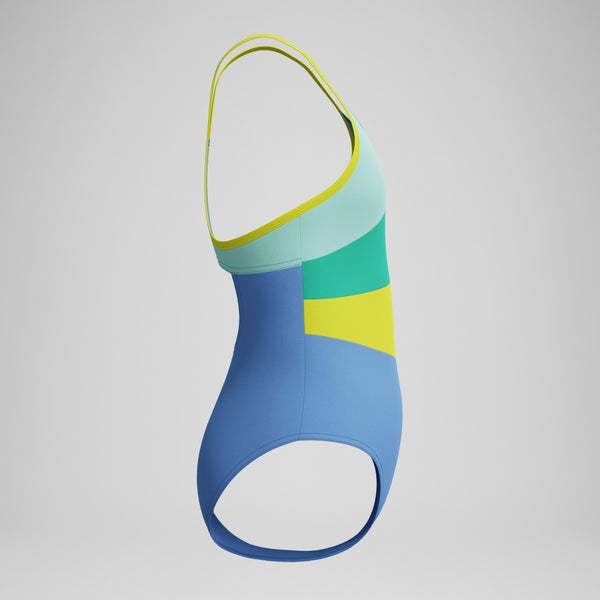 Speedo Girl's Radiating Splice One Piece Blue/Green