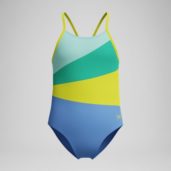 speedo Girl's Radiating Splice One Piece Blue/Green