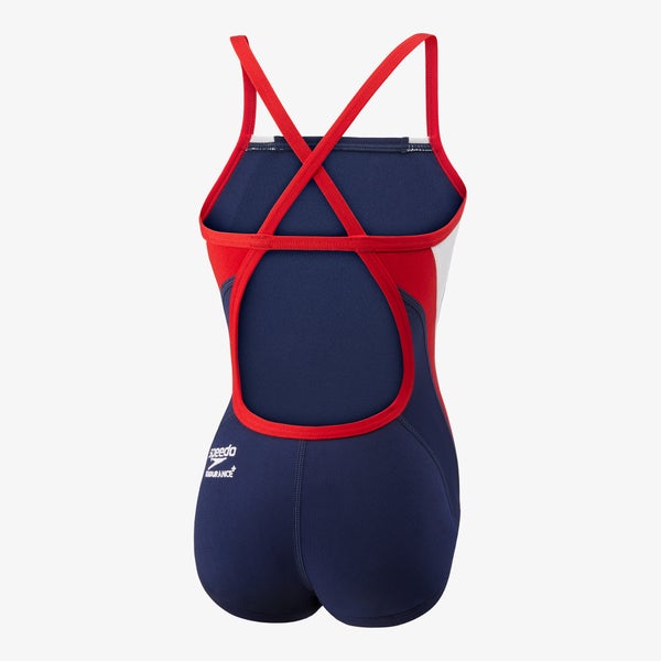 Speedo Girl's Youth Endurance+ Splice Cross Back One Piece Navy