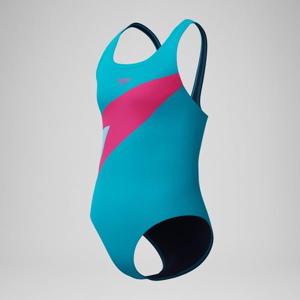 Speedo Girls Hyperboom Butterfly Back One Piece Turquoise/Pink