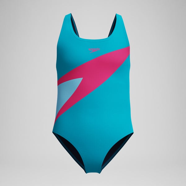 speedo Girls Hyperboom Butterfly Back One Piece Turquoise/Pink