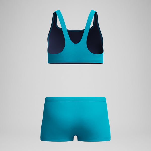 Speedo Girls Hyperboom Butterfly Back Two Piece Turquoise/Pink