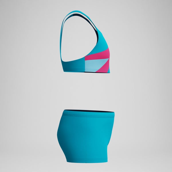 Speedo Girls Hyperboom Butterfly Back Two Piece Turquoise/Pink