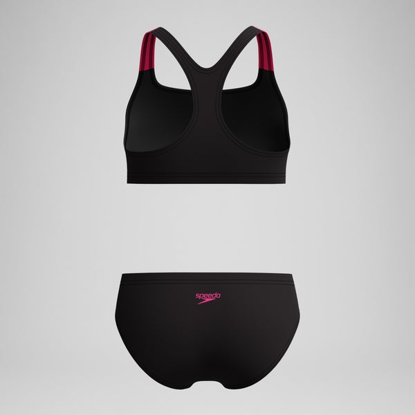 Speedo Girls Medley Logo Racerback Two Piece Black/Pink