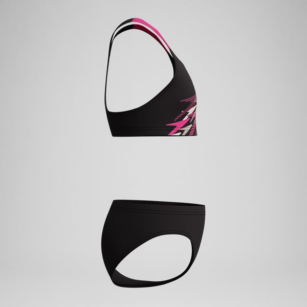 Speedo Girls Medley Logo Racerback Two Piece Black/Pink