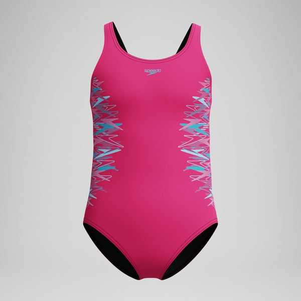 speedo Girls Placement Muscleback One Piece Pink/Turquoise