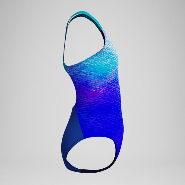 Speedo Girls Printed Powerback One Piece Blue/Turquoise