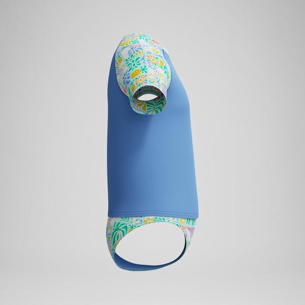 Speedo Girls Printed Short Sleeve Rashguard Set Blue