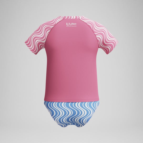 Speedo Girls Printed Short Sleeve Rashguard Set Pink