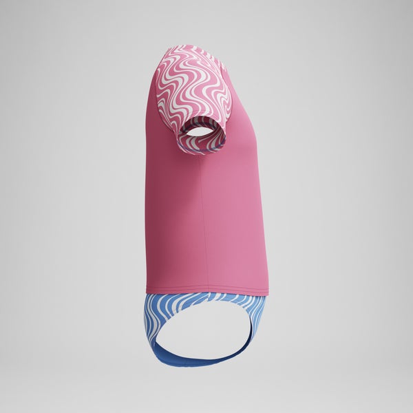 Speedo Girls Printed Short Sleeve Rashguard Set Pink