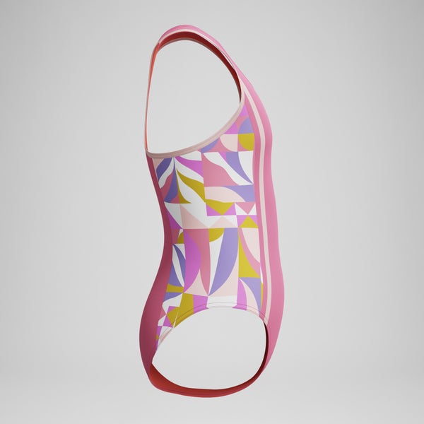 Speedo Girls Printed Spliced Racerback One Piece Pink