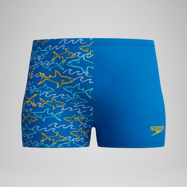 speedo Infant Boys Learn to Swim Allover Square Leg Blue/Yellow