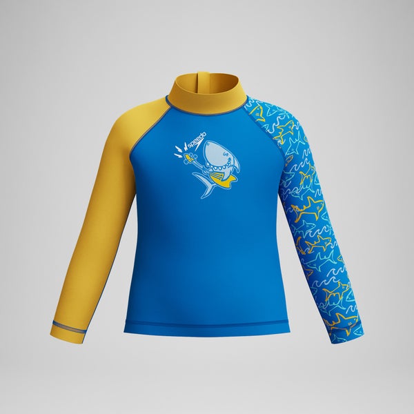 speedo Infant Boys Learn to Swim Long Sleeve Rashguard Blue/Yellow