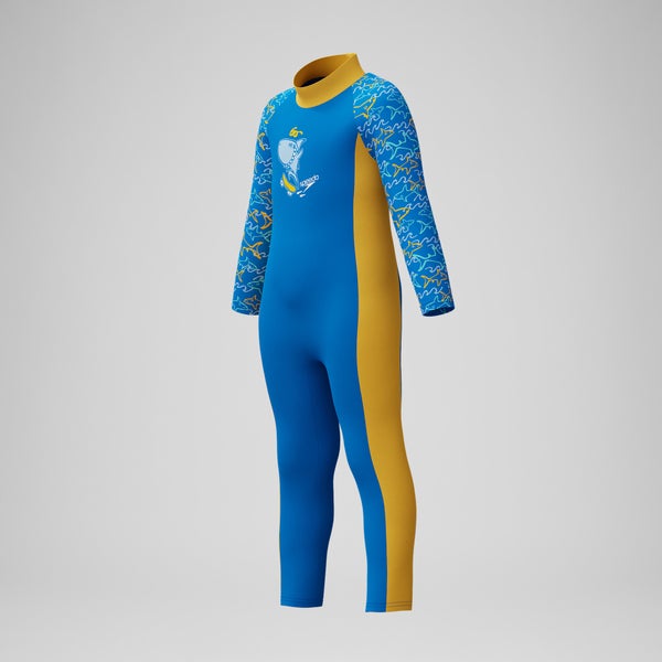 Speedo Infant Boys Learn To Swim Sun Protection All-In-One Suit Blue/Yellow