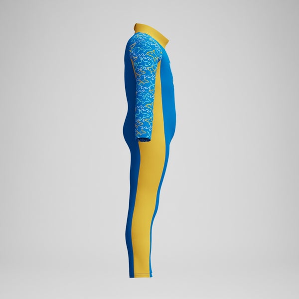 Speedo Infant Boys Learn To Swim Sun Protection All-In-One Suit Blue/Yellow