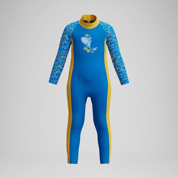 speedo Infant Boys Learn to Swim Sun Protection All-In-One Suit Blue/Yellow