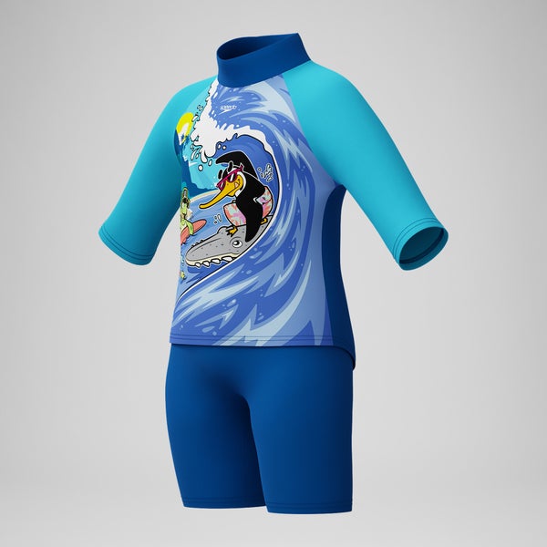 Speedo Infant Boys Learn To Swim Sun Protection Top & Short Blue