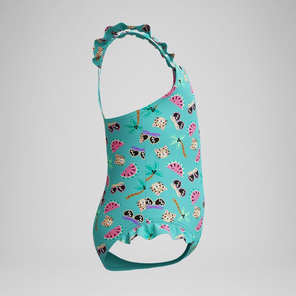Speedo Infant Girls Learn To Swim Frill Thinstrap One Piece Turquoise