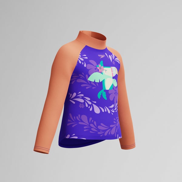 Speedo Infant Girls Learn To Swim Long Sleeve Rashguard Purple/Orange