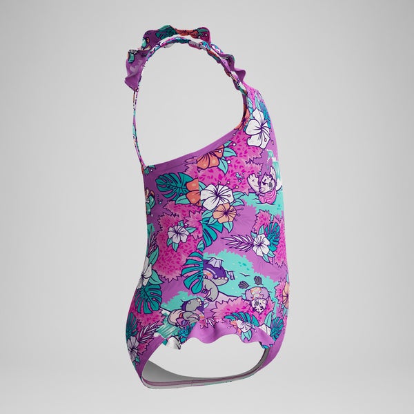 Speedo Infant Girls Learn To Swim Printed Frill Thinstrap One Piece Pink/Green