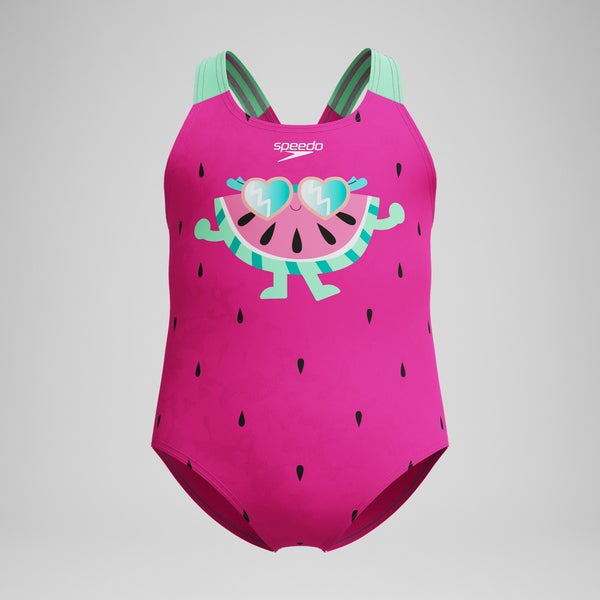 speedo Infant Girls Learn to Swim Printed One Piece Pink