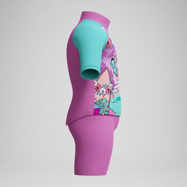 Speedo Infant Girls Learn To Swim Sun Protection Top & Short Pink/Green