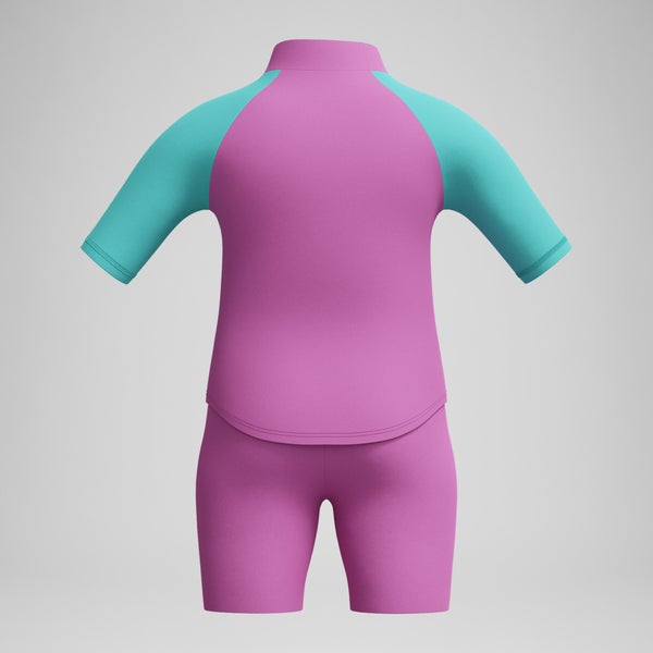 Speedo Infant Girls Learn To Swim Sun Protection Top & Short Pink/Green