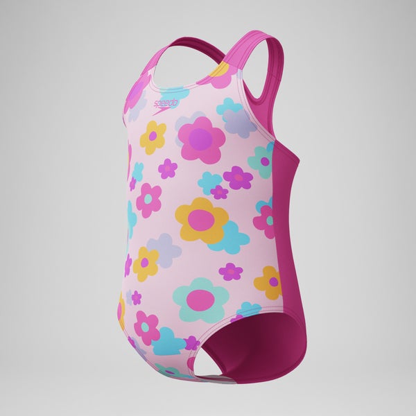 Speedo Infant Girls Printed Racerback One Piece Pink