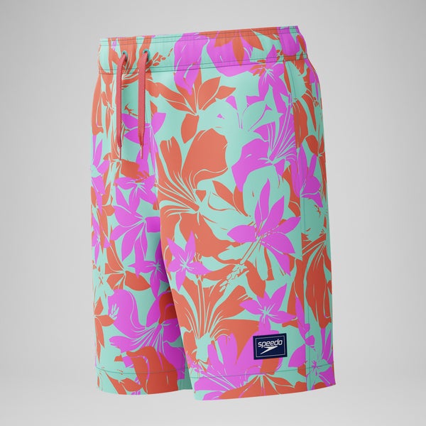 Speedo Kid's Print Redondo Volley 15" Swim Trunks Blue/Pink